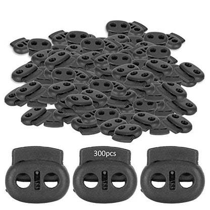 AYNEFY Double Hole Spring Cord Locks, Round Ball Plastic Spring Cord Locks End Stopper Fastener Slider Toggles for Drawstrings Sweatpants Lanyard Paracord