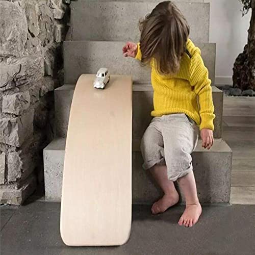 Gentle Monster Wobble Balance Board, Wooden Montessori Toy Rocker Board Natural Wood Kids Toddler Open Ended Learning Toy Yoga Curvy Board for Adult Office Classroom Christmas Gifts - color: Natural