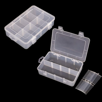 2 Packs 8-Compartments Art Supply Container, Clear Plastic Organizer Box with Dividers for Crafts Jewelry Fishing Tackles Hardware Metal - size: Small 8 grids 2pcs with dividers