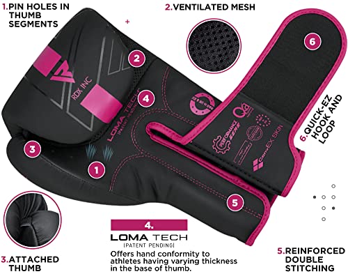 RDX Women Boxing Gloves, Pro Training Sparring, Maya Hide Leather, Muay Thai MMA Kickboxing, Adult, Heavy Punching Bag Focus Mitts Pads Workout, Ventilated Palm, Multi Layered, 8 10 12 14 16 Oz - size: 12OZ