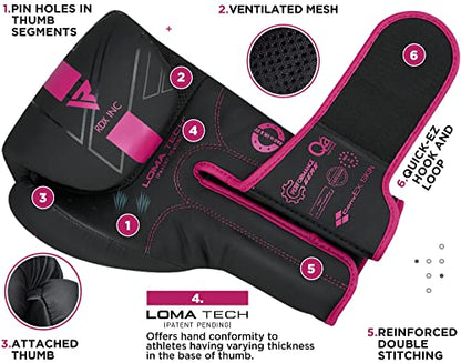 RDX Women Boxing Gloves, Pro Training Sparring, Maya Hide Leather, Muay Thai MMA Kickboxing, Adult, Heavy Punching Bag Focus Mitts Pads Workout, Ventilated Palm, Multi Layered, 8 10 12 14 16 Oz - size: 10OZ