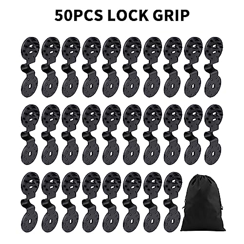 50pcs Shade Cloth Clips,Round Plastic Black Clips for Mesh/Thin Sun Shade Net,Sunshade Clip Tarp Clip Heavy Duty Lock Grip Fasteners for Garden Patio Pool Awning Mesh Fabric Clamp - color: 50pcs Tarp Clips