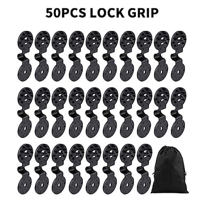 50pcs Shade Cloth Clips,Round Plastic Black Clips for Mesh/Thin Sun Shade Net,Sunshade Clip Tarp Clip Heavy Duty Lock Grip Fasteners for Garden Patio Pool Awning Mesh Fabric Clamp - color: 50pcs Tarp Clips