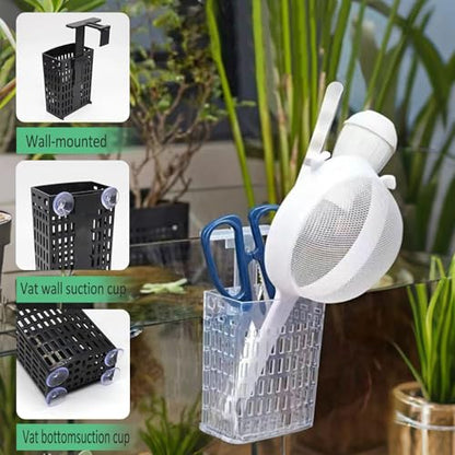 2PCS Adjustable Aquarium Plant Holder, Aquarium Planter Cup Adjustable Thickness to 2.36" Height to 3.9", Fish Tank Plant Holders with Hooks and Suction Cup for Fish Tank Accessories Clear - color: Clear