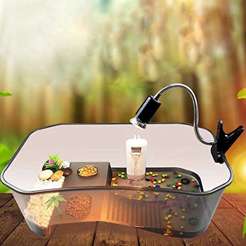 Plastic Turtle Tank Reptile Habitat Pet Terrariums Turtles Tank Aquarium Terrapin Topper Basking with Platform Plants,Durable,Safe, Non-Toxic(Black) - color: Black