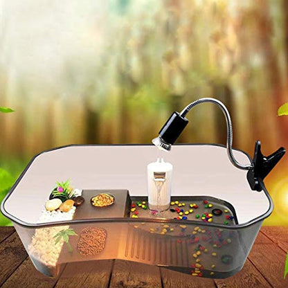 Plastic Turtle Tank Reptile Habitat Pet Terrariums Turtles Tank Aquarium Terrapin Topper Basking with Platform Plants,Durable,Safe, Non-Toxic(Black) - color: Black