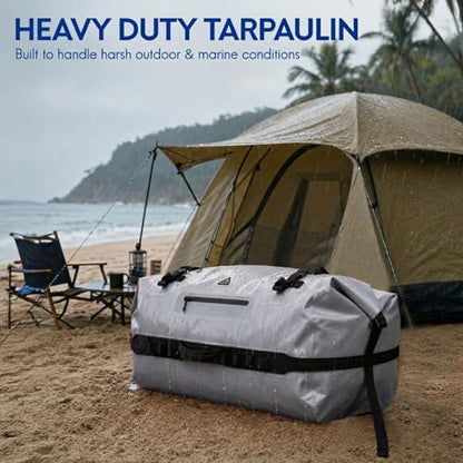 Haimont IPX7 Waterproof Roll-Top Dry Duffel Backpack Bag - color: Light Gray, size: 60L