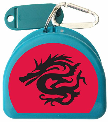 Mo Cased, Retainer Case, Mouthguard Case - Black Dragon - color: Aqua