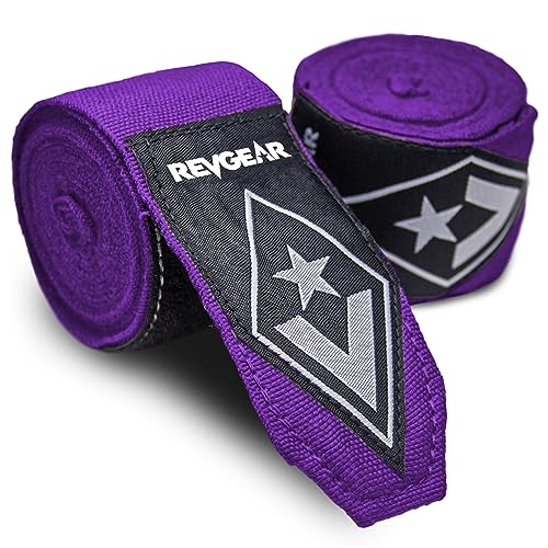 Revgear Pro Series Elastic Boxing Wraps for Men, Hand Wraps for Boxing Gloves, Muay Thai Hand Wraps, Wrist Wraps Boxing, Boxing Hand Wraps for Men, Boxing Wraps for Women, MMA Wraps - 180 Inch Purple