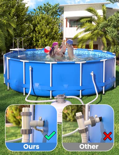 POOLHACKER [ Patented ] Pool Plunger Valve Plus for Above Ground Pool, Pool Pipe Holder with Plunger Valve Pool Parts and Accessories, Shut Off Valve, Replacement for Above Ground Pool Fittings - color: 1 Pack - Round Top