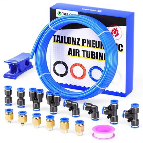 TAILONZ PNEUMATIC Blue 6mm OD 4mm ID Polyurethane PU Air Hose Pipe Tube Kit 10 Meter 32.8ft - color: Blue, size: 6mm OD/32.8ft/10m