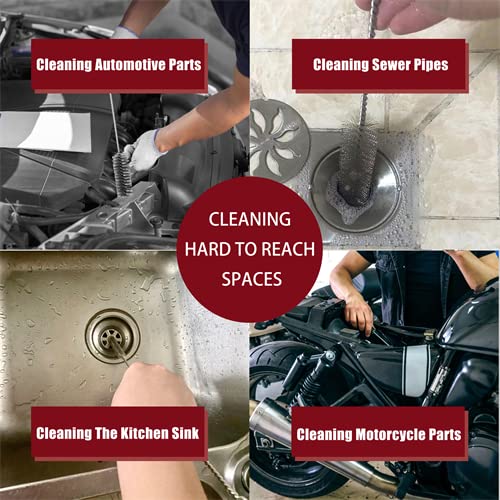 16 Inch Extra Long Pipe Cleaning Brush Set Stainless Steel Bristles, Stainless Steel Pipe Brush Steel Bottle Brush 8 Piece Variety Pack for Auto Parts, Bottles,Tubes, Etc. - size: 16 Inch