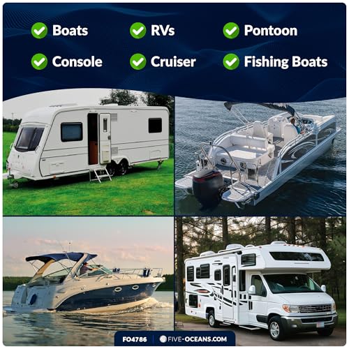 Five Oceans Boat Caddy Organizer, Suction Cups Mount, White ABS - Storage with Drainage, Knife, Plier & 26 Lure Holders for Boats, Pontoons, Fishing Boats, Kayaks - FO4786