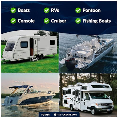 Five Oceans Boat Caddy Organizer, Suction Cups Mount, White ABS - Storage with Drainage, Knife, Plier & 26 Lure Holders for Boats, Pontoons, Fishing Boats, Kayaks - FO4786
