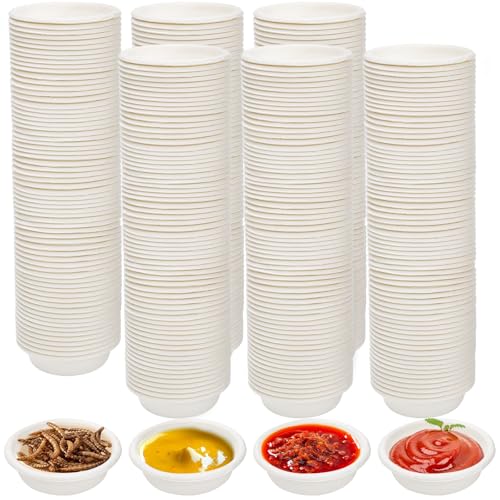 300 Pack 1 oz Gecko Paper Feeding Cups, Small Paper Gecko Food and Water Feeding Cups Reptile Feeder Bowls Ledge Accessories for Crested Gecko Lizards Tarantula Reptiles Pets