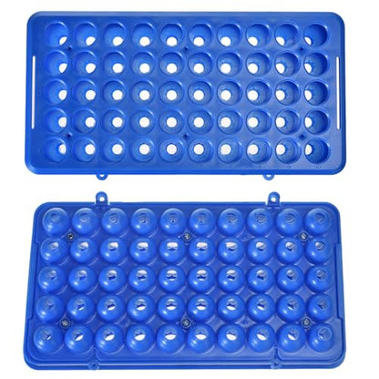 BIGLEE Plastic Test Tube Holder Rack with Silicone Pad for 5ml/10ml/15ml Centrifuge Tubes, Detachable,Holes 50 (1, Dark Blue, 9.6X4.9IN)