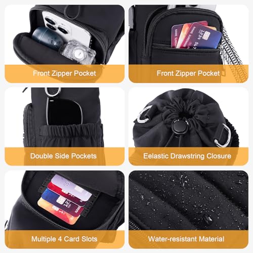 Water Bottle Bag 40 oz Crossbody Holder for Walking Hiking Insulated Carrier Purse with Adjustable Strap - color: Black