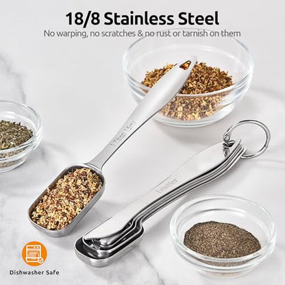 U-Taste 228.2℉ Heat Resistant Food Grade 1.5oz Angled Turkey Baster, and 18/8 Stainless Steel Square Measuring Spoons Set of 8 (Purple+Silver)
