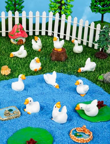72pcs Mini Resin Goose Figurines, Tiny Animal Figurine Bulk, Small Desk Goose Decor for Garden Lawn Yard Micro Landscape Aquarium Potted Ornament DIY Craft - style: Goose72Pcs