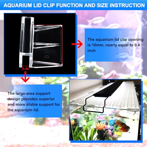 12pcs Transparent Aquarium Lid Clips,Rimless Fish Tank Glass Cover top Support,Aquarium Hood Holder, Aquarium top Clips,fit 8-10mm Thickness Glass - size: 12pcs 8-10mm clips