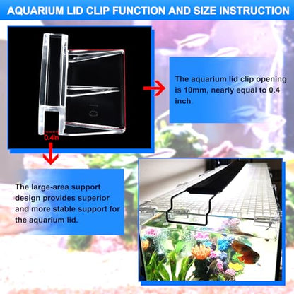 12pcs Transparent Aquarium Lid Clips,Rimless Fish Tank Glass Cover top Support,Aquarium Hood Holder, Aquarium top Clips,fit 8-10mm Thickness Glass - size: 12pcs 8-10mm clips