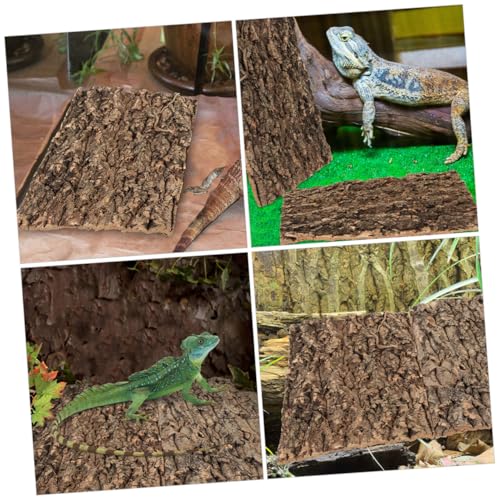 Lurrose 4pcs Natural Bark Terrarium Background for Reptile Tank Aquarium Decor Lightweight Bark Panel for Lizard Turtle Frog Habitat Versatile Scenic Board for Terrarium and Photo Props