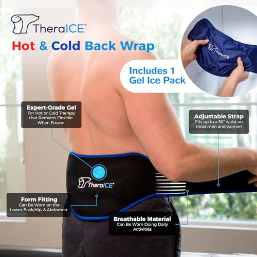 TheraICE Ice Pack for Back Pain Relief, Lower Back Wrap for Lumbar Sciatic - style: Extra/Replacement Pack
