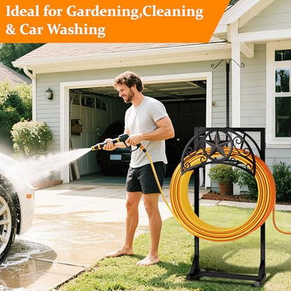 Garden Hose Holder Detachable Water Hose Holders Stand Holds Heavy Duty Freestanding Garden Hose Hanger Storage Rack for Outside Yard Lawn Farm, GoldStar_2
