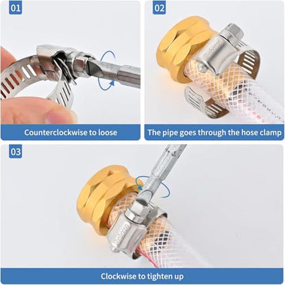 Hose Clamps, 304 Stainless Steel, 12 pcs/Pack, SAE 24 Worm Gear Hose Clamps Adjustable, 1-1/16-Inch-2-Inch(27-51mm)