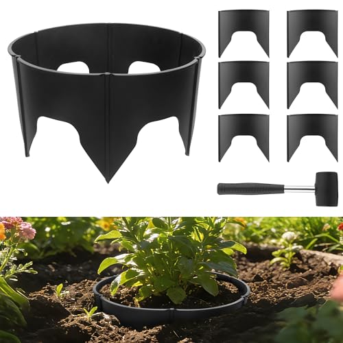 48 Pieces Planting Grow Rings, Diameter Range 8.2-15.7 Inches, Interlocking Garden Plant Rings, Black Garden Rings for Plant Support and Soil Moisture Retention - color: 48 Pcs(Black)