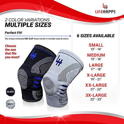 Active Relief Knee Brace Patella Knee Support Compression Sleeve with Side Stabilizers for Arthritis Joint Pain, Meniscus Tears, ACL, MCL Injuries, Exercise, Running