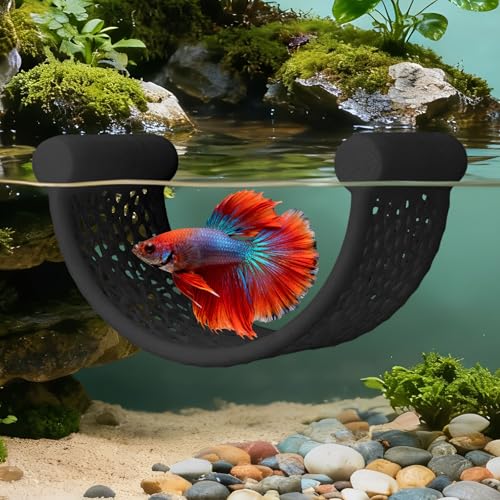 Floating Betta Hammock, Betta Fish Hammock, Floating Rest Platform or Small Aquariums, Nano Tanks, Shrimp, Corydoras, Betta Fish Tank Accessories, Fish Tank Decor, 3D Printed Aquarium Decor (Black) - color: Black