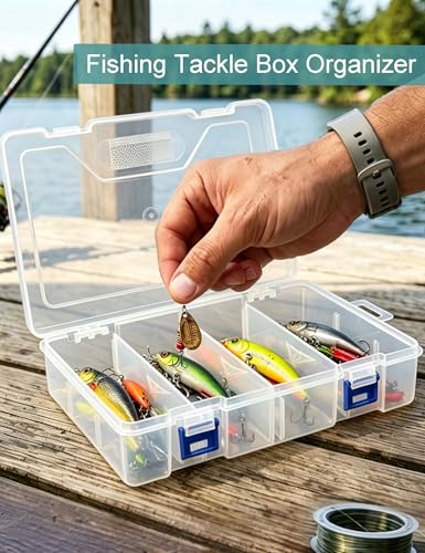 Tackle Box Organizer Snackle Box Container - Double Layer Thickened PP Small Snack Tackle Boxes Plastic Organizer Box with Dividers, Heavy Duty Arts Crafts Clear Organizers