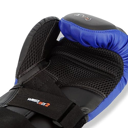 RIVAL Boxing RB10 Intelli-Shock Bag Gloves, Hook and Loop Closure - Ergonomic Fit, 1.25” of Closed Cell Foam for Intense Bag Use - color: Black/Blue, size: Small