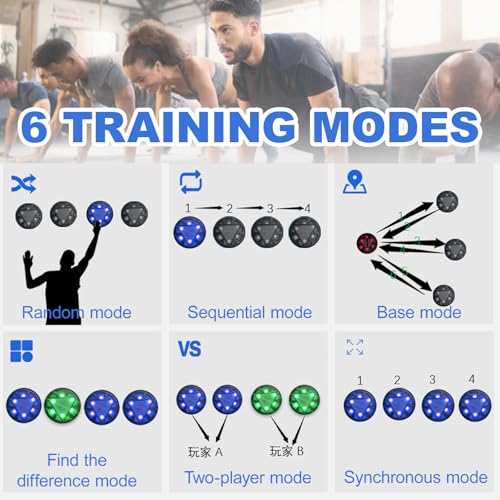 Portable Sports Agility Light,Flash Reflex Training Kit-6PCS,8-12cm Sensing Distance/5 Light Colors, 6 Modes Reaction Time Training Reaction Lights- Improve Reflex/Sports Agility