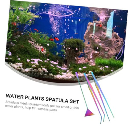 3pcs Tweezers Kit for Fish Tank Aquarium Cleaning Tools Spatula for Plant Gravel Maintenance