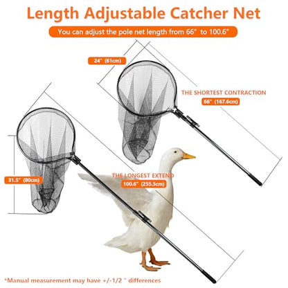 Catcher Net Small Animal Control Net Poultry Catching Trap Tool for Chicken, Duck, Goose, Fish, Cat, Dog and Others(43"- 78" Handle with 24" Net Opening) (Advanced Grey - Large) - color: Advanced Grey - 24inch Net Opening(Large)