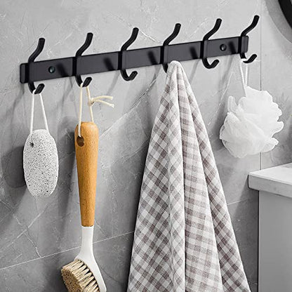 23 Inch Coat Rack Wall Mount with 8 Hooks, Black Wall Hooks, 2 Pack - color: Black, size: 8 Hooks 2 Pieces