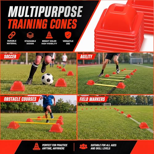 2" (15, 30 Pcs) Training Cones for Sports - color: Orange