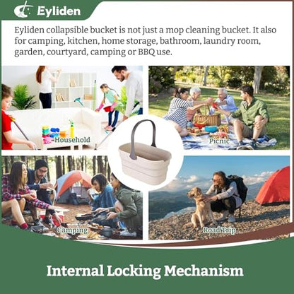 Eyliden Collapsible Bucket, 10L Foldable Mop Bucket with Handle, Portable Cleaning Pail for Camping, Car Wash, Fishing & Beach