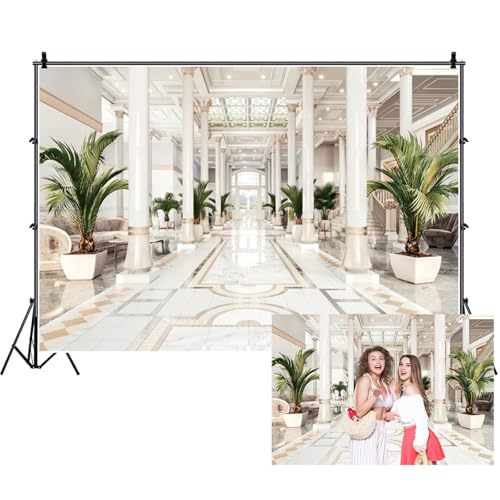 Fabric Luxurious Castle Palace Backdrop European Interior Wall Green Plants Elengent Showroom Hall Background for Photography Wedding Ceremony Party Decorations 6x4ft - color: XH005, size: 6Wx4H FT