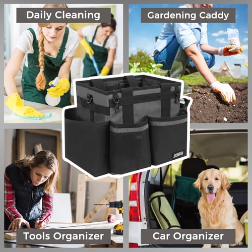 Compact Wearable Cleaning Caddy, Small Cleaning Caddy Supplies Organizer with Handle & Shoulder Straps for Housekeepers, Under Sink & Car Cleaning Tool Organizers Bag (DarkGrey) - color: DarkGrey