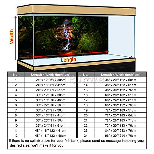 Mountain Water Aquarium Background Poster PVC Fish Tank Decorations Landscape (30" x 12"/ 76 x 30cm) - size: 30" x 12"/ 76 x 30cm