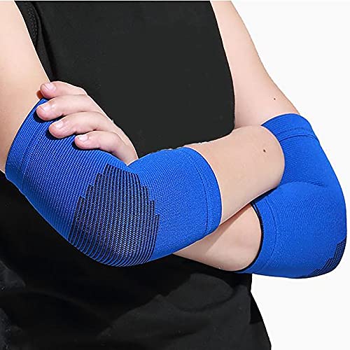 Kids Arm Guard,Compression Elbow Pads,Children Elbow Sleeves,Elbow Protection for Cycling Sports Basketball Volleyball(1 Pair) (Blue) 1 - color: Blue