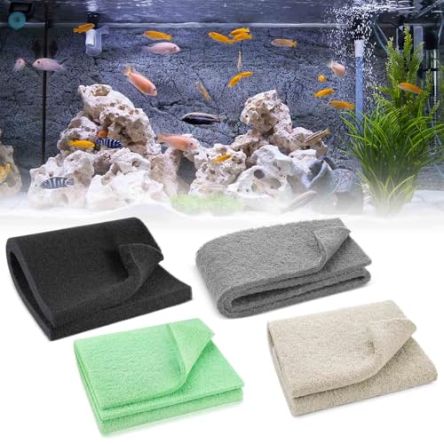 Treela 4 Pack Aquarium Filter Media Pads, 4-in-1 Mechanical & Chemical Filtration, Ammonia, Nitrite & Phosphate Removal, Cut-to-fit for Fish Tanks & Ponds, Improves Water Clarity & Odor Control - color: Green, Gray, Khaki, Black