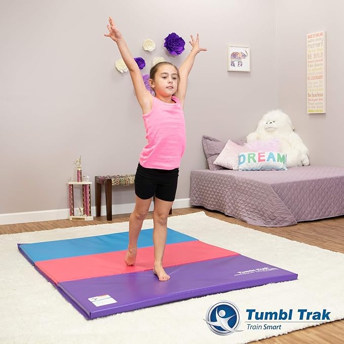Tumbl Trak Gymnastics Folding Tumbling Panel Mat - color: Blueberry, size: 4'x8'x2"
