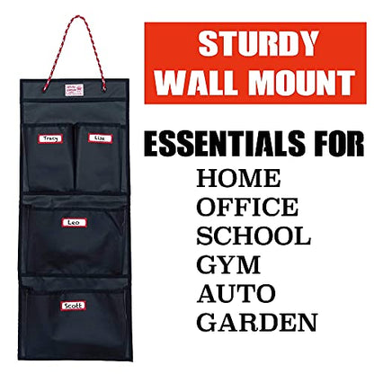 Rough Enough Locker Organizer, 4 Pockets Hanging for Gym Work Wall, Black - color: Black