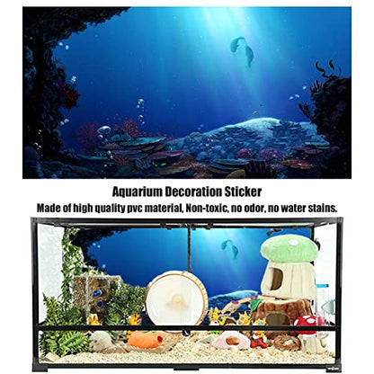 NIMOSA 3D Fish Tank Background Backdrop Univeral Aquarium Decorative Paper - Deep Sea Coral Rocks Aquarium Background Poster PVC Self Adhesive Fish Tank Decor Landscape,42x30cm