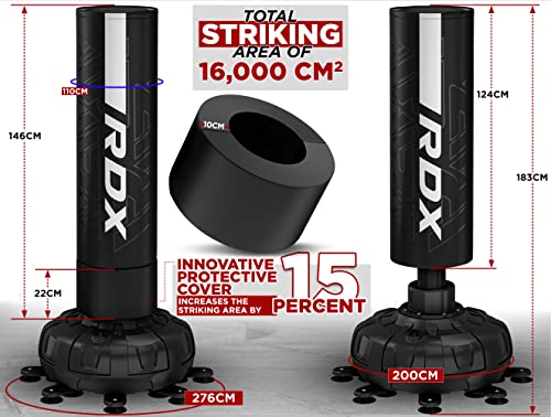 RDX XXL 330LBS Freestanding Punching Bag with Cover & Gloves – 72” Adult Heavy Pedestal Punch Bag Set - 17 Suction Cup 8 Extended Legs Stand Base - Kick Boxing MMA Home Gym Fitness - color: White