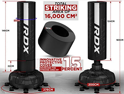 RDX XXL 330LBS Freestanding Punching Bag with Cover & Gloves – 72” Adult Heavy Pedestal Punch Bag Set - 17 Suction Cup 8 Extended Legs Stand Base - Kick Boxing MMA Home Gym Fitness - color: White